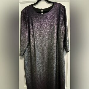 Lane Bryant Shimmering Purple and Silver Ombré LS Dress - NWT Women’s 18/20